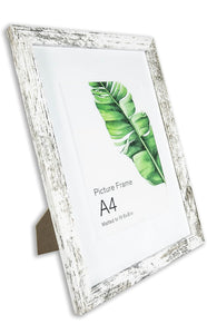 A4 Photo Frames Set of 6 Glass Window,Tabletop or Wall Mount,Distressed White