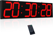 Load image into Gallery viewer, Large Double-Sided Digital Wall Clock 27.6” – LED Display with Timer, Temperature &amp; Date, Ultra Bright Hanging Clock for Offices, Gyms, Hospitals &amp; Home