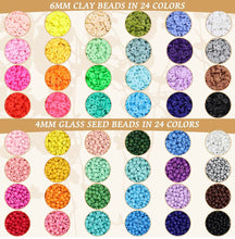 Load image into Gallery viewer, Ultimate DIY Bracelet Making Kit - 9600pcs Glass Seed Beads &amp; Polymer Clay Heishi Beads