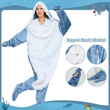 Load image into Gallery viewer, Shark Blanket Hoodie - Cozy Flannel Shark Wearable Blanket for Adults &amp; Kids, Funny Shark Costume Sleeping Bag, Oversized Soft Hoodie Blanket
