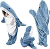 Shark Blanket Hoodie - Cozy Flannel Shark Wearable Blanket for Adults & Kids, Funny Shark Costume Sleeping Bag, Oversized Soft Hoodie Blanket