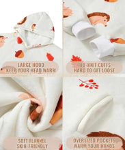 Load image into Gallery viewer, Hedgehog Wearable Blanket Hoodie – Oversized Flannel Hooded Blanket 170x122 cm, Cozy Hoodie Blanket for Women, Hedgehog Lovers Gift, Warm Oversized Blanket Hoodie with Pockets